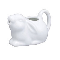 Harold Import Mini Rabbit Creamer Coffee Tea Milk Syrup Dressing Server with Handle, Fine White Porcelain, 2-Ounces