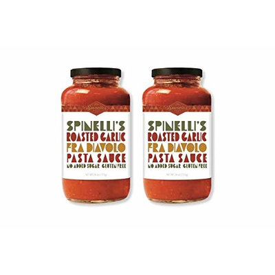 Spinelli's Gourmet Pasta Sauce Kit (2 JARS-Spicy Roasted Garlic fra Diavolo) All natural, Healthy, No Preservatives, Gluten Free, Vegan, Best Authentic...