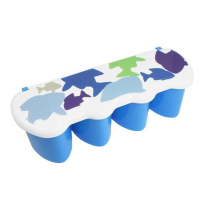Plastic 4 Compartment Spice Flavor Condiment Container Box Blue w Spoon