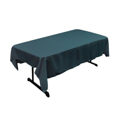 LA Linen TCpop60x90-TealDrkP82 Polyester Poplin Rectangular Tablecloth Teal Dark - 60 x 90 in.