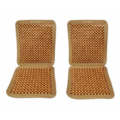 Zone Tech Set of 2 Premium Quality Double Strung Natural Wooden Beaded Ultra Comfort Massaging Full Car Seat Cushion