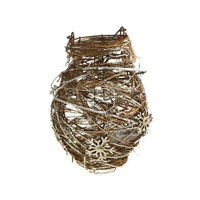 Homeford LED Wooden Glitter Vine with Snowflake Lantern Holiday Decor, Natural/White, 14-Inch
