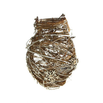 Homeford LED Wooden Glitter Vine with Snowflake Lantern Holiday Decor, Natural/White, 14-Inch