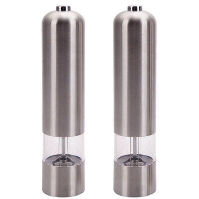 Ktaxon 2pcs Electric Spice Sauce Salt Pepper Stainless Steel Mill Grinder With Light