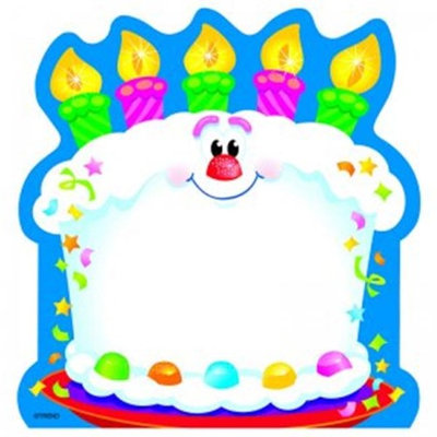Trend Enterprises Shaped Notepads, 5in. x 5in, 100 Pages (50 Sheets), Bright Birthday Design, Pack Of 6