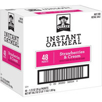 Pepsi Quaker Instant Oatmeal, Strawberries & Cream, 48 Count