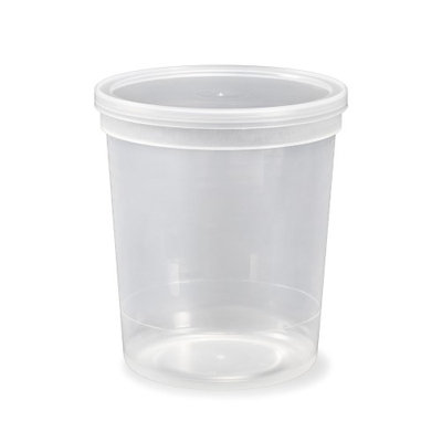 Regency Products ? Gallon (32 oz.) Food Grade Tall Round Container with Lid - Clarified - Single Seal Lid (Pack of 50)