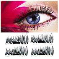 Meinaier 3D Reusable No Glue Ultra Thin Magnetic False Eyelashes Extension for Natural Handmade Cruelty Free Best Magnetic Fake Lashes ?1 Pair 4 Pieces ?