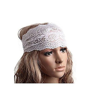 1PC White Elastic Fashion Hairband Headwear Nonslip Hair Band Sport Yoga Lace Wide Headband Turban Bohemian Headscarf Wrap Hair Accessories For Women Girls