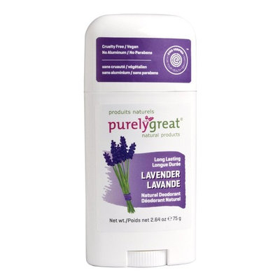 Purelygreat Natural Deodorant Stick - Lavender - EWG Verified - Vegan, Cruelty Free - No Aluminum, No Parabens - Essential Oils