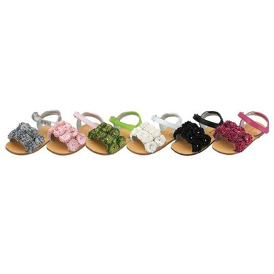 Toddler Girls Double Row Flower Strap Summer Sandals Size 5-2