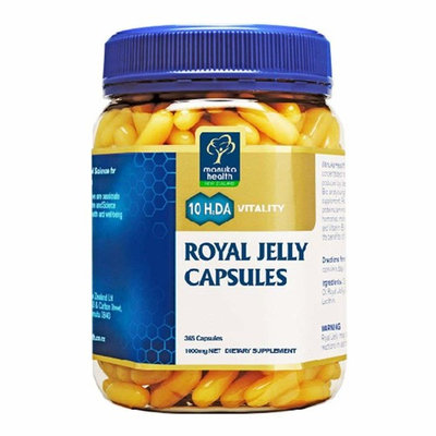 Manuka Health 10hda Royal Jelly 1000mg 180 & 365 Capsules 100% Pure Royal Jelly Immune System Booster & Supports Skin Health & Vitality (365)