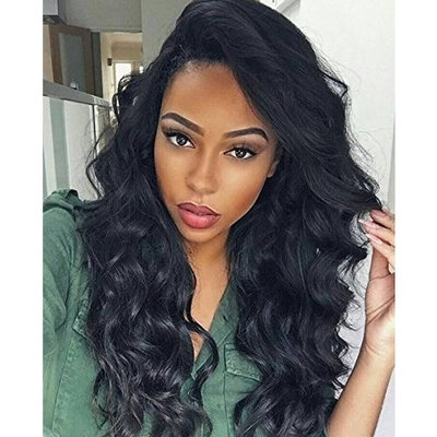 H&N Hair Brazilian Virgin Lace Front Wigs Body Wave Human Hair Wigs For Black Women 130% Density with Baby Hair Natural Black 18inch