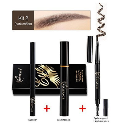 Ownsig Eye Makeup Kit With Eyeliner Pen Eyebrow Pencil Eyelash Mascara for beginners 02#Dark Coffee