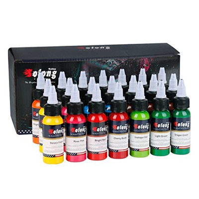Solong Tattoo Professional 1 oz 21 Basic Colors Tattoo Ink Set Pigment Kit TI302-30-21