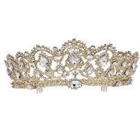Frcolor Crystal Rhinestone Tiara Crown with Side Comb for Wedding Bridal Party (G