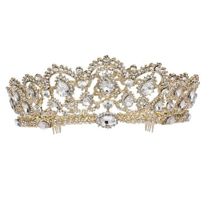 Frcolor Crystal Rhinestone Tiara Crown with Side Comb for Wedding Bridal Party (G