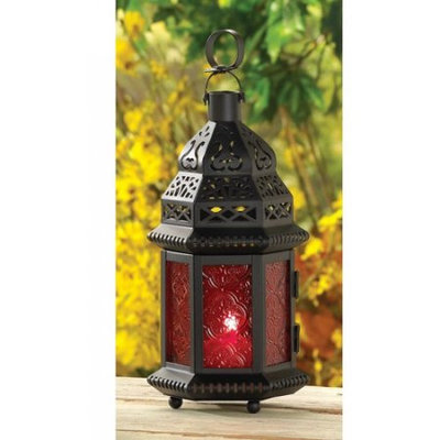 Koehlerhomedecor Home Locomotion 10013245 Red Glass Moroccan Lantern