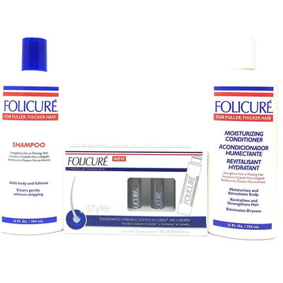 Folicure Bundle with Shampoo and Conditioner includes Ampoules