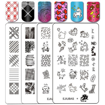 Ejiubas Stamping Plates Nail Art Plates Nail Stamping Kit Manicure Tools Fall Textures + Deeva Fairy Tales Theme Double-sided 2 Counts