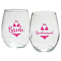 4ct Kate Aspen Bride And Bridesmaids Beach Bikini 15 Oz. Stemless Wine Glass