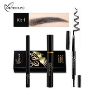 Ecosin Eye Makeup Combination Eyeliner Mascara Eyebrow Pencil Black Waterproof 1 Set