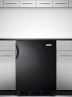 SUMMIT ADA compliant built-in undercounter refrigerator-freezer with cycle defrost in black exterior