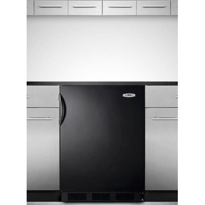 SUMMIT ADA compliant built-in undercounter refrigerator-freezer with cycle defrost in black exterior