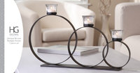 Hosley's 20' Long Iron 3 Oyster Candleholder with Clear Glass Votive Cups