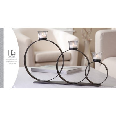 Hosley's 20' Long Iron 3 Oyster Candleholder with Clear Glass Votive Cups