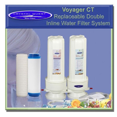 Crystal Quest CQE-IN-00106 Voyager CT Replaceable Double Inline Water Filter system-Plus