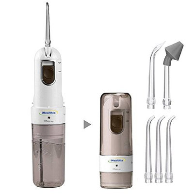 iHealthia Power Dental Water Flosser, Collapsible Oral Irrigator, Cordless, Portable, Handheld Waterpick Jet Flosser, with 5 Replacement Nozzles