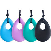 TecUnite 4 Pieces Chewing Necklace for Boys and Girls, Silicone Teething Necklace Pendants for Mom to Wear, Baby Teething Toys, 4 Colors