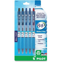 Pilot B2R Bottle to Pen Retractable Ballpoint Pens, Fine Point, Assorted Colors, 5/Pack