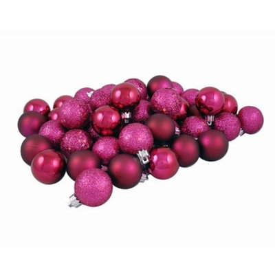 32ct Red Raspberry Shatterproof 4-Finish Christmas Ball Ornaments 3.25