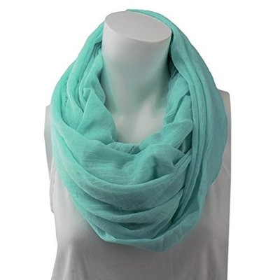 Pop Fashion Womens Infinity Lightweight Scarf Solid Color Scarf with Frayed Edges - Teal Mint
