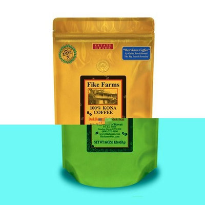 Fike Farms 100% Kona Coffee Estate Grade Dark Roast Whole Bean Coffee, 1 lb. Bag - Best Kona Coffee By Guidebook for Over 5 Years