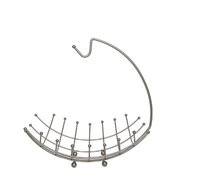 J Miles Co JMiles UH-FB244 Fruit Basket with Banana Hanger - Black Wire Fruit Basket with Hook (Sliver)