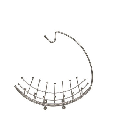 J Miles Co JMiles UH-FB244 Fruit Basket with Banana Hanger - Black Wire Fruit Basket with Hook (Sliver)