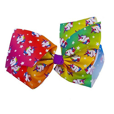 Lux Accessories Multicolored Large Funky Rainbow Unicorn Bow Style Hair Clip