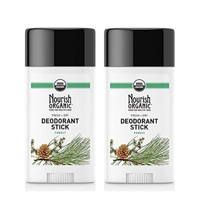 Nourish Organic Forest Deodorant Stick (Pack of 2) With Sweet Almond, Vitamin E, Coconut Oil and Acai Fruit Oil, 2 oz Each