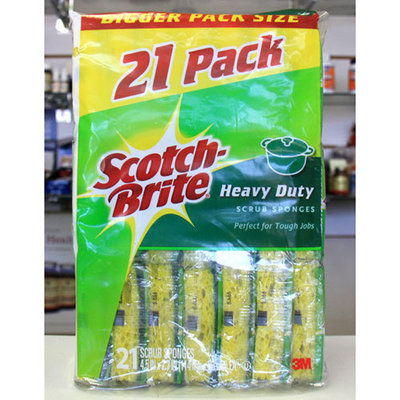 3M Scotch-Brite Heavy Duty Scrub Sponges, 21 Pack