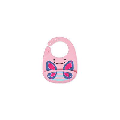 Skip Hop Animal Fold & Go Silicone Bib, Pink