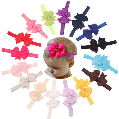 Coxeer 15PCS Baby Girls Grosgrain Ribbon Hair Bows V-Shape Alligator Clips Fashion Headbands for Kids