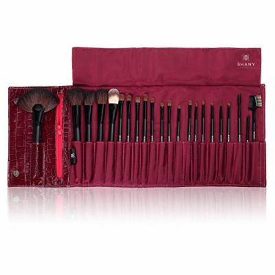 SHANY Cosmetics NY Collection Pro Brush Kit, 13 Ounce (22 Piece Mix Natural and Synthetic with Burgundy Faux Crocodile Case)