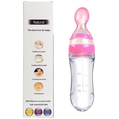 Nipple Fresh Food Milk Nibbler Feeder - YiGooood Feeding Tool Bottle With Spoon Food Rice Cereal Feeder 90ML