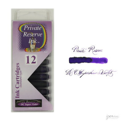 Pack/12 Private Reserve Fountain Pen Ink Cartridges, Super Violet