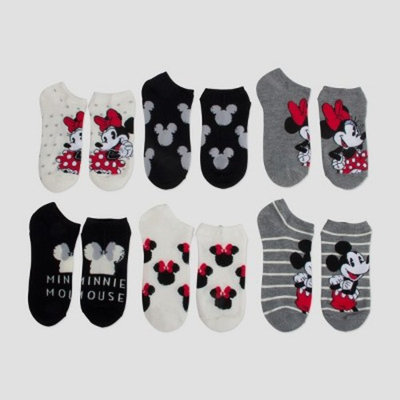 Women's Disney Mickey Mouse & Friends Minnie Mouse No Show 6pk Casual Sock - Colors Vary 9-11