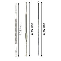 CoCo Island Comedone Extractor Tool Set Plus Ear-Pick For Blackhead, Facial Acne, And Comedones and Ear Wax Removal (3 Pcs)
