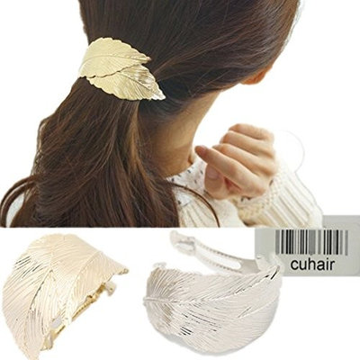 cuhair 1pcs Metal Leaf Camellia Pendant Hair Clip Hair Accessories Braid Dreadlock Spiral Women Girl (Leaf)